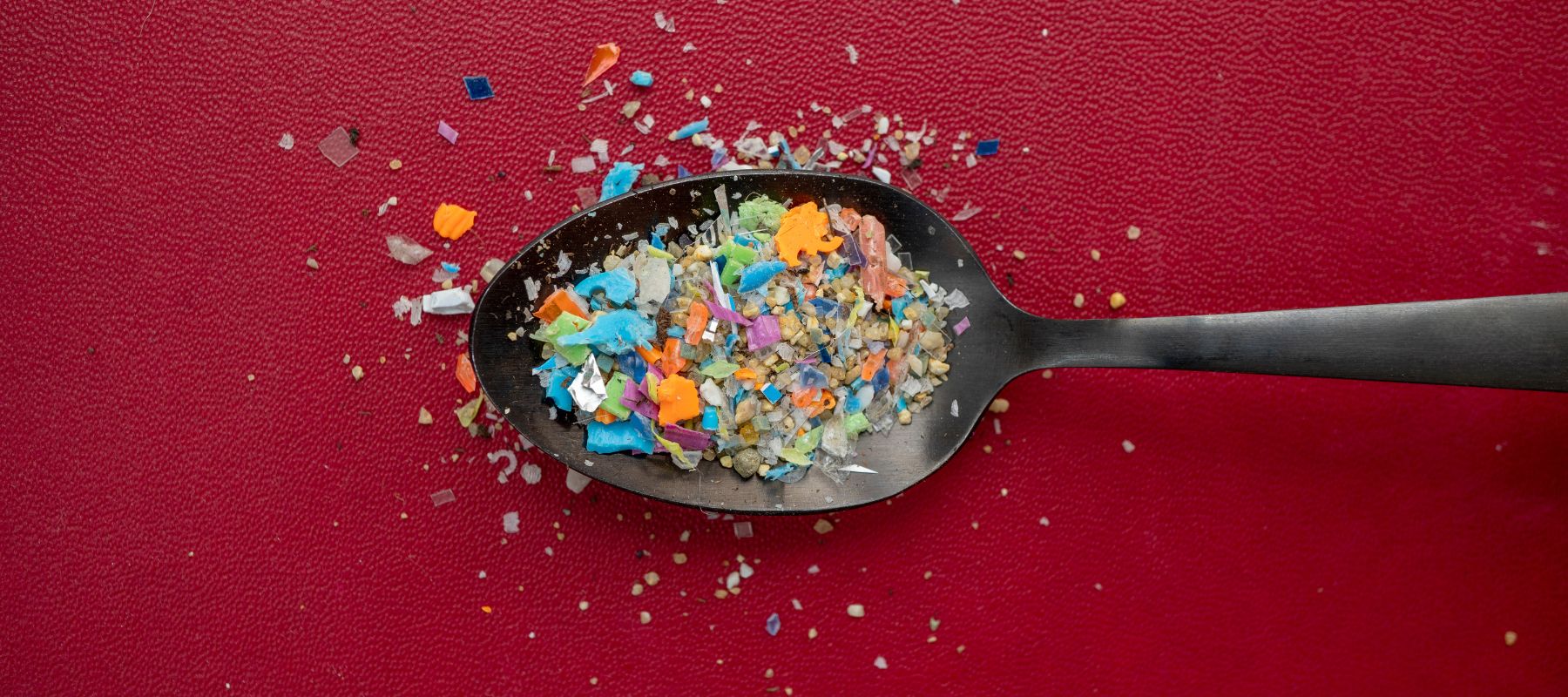 close-up of microplastics found in water sitting in a spoon